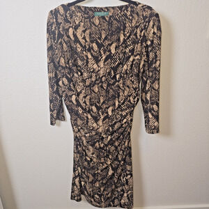 Lauren Ralph Lauren Snakeskin Print Ruched Sheath Dress Women’s Medium Stretch